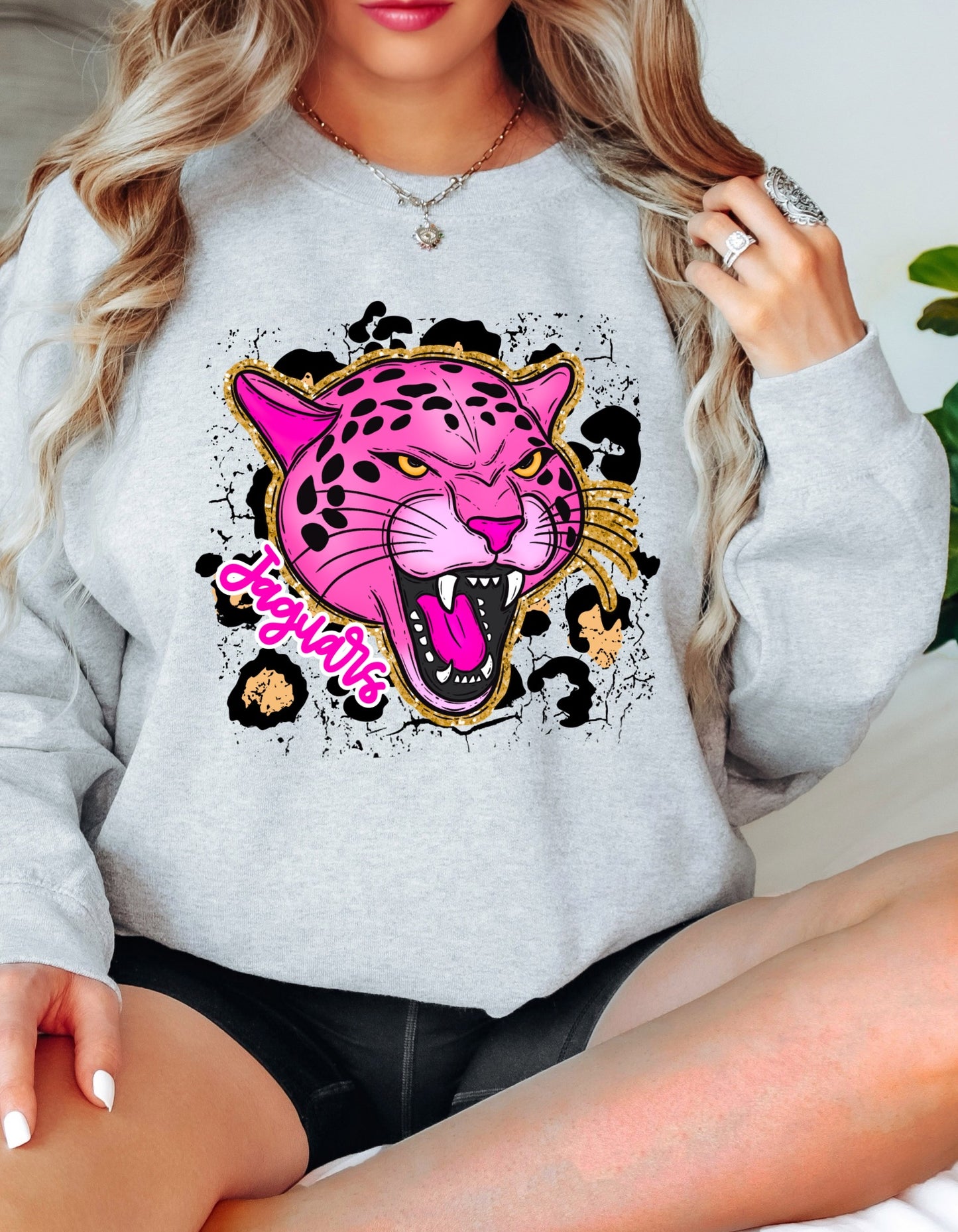 The Faux Glitter Pink Jaguar Sweatshirt