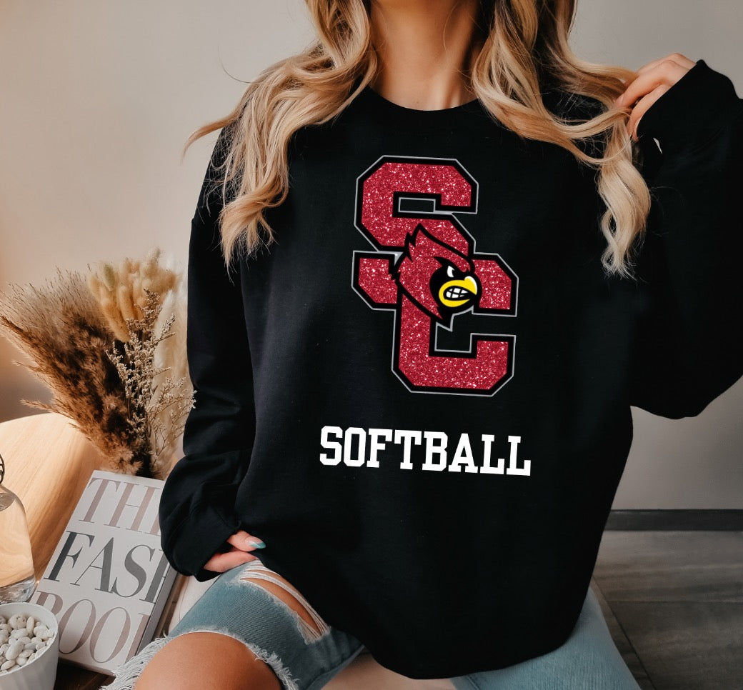 The Faux Glitter SC softball Sweatshirt