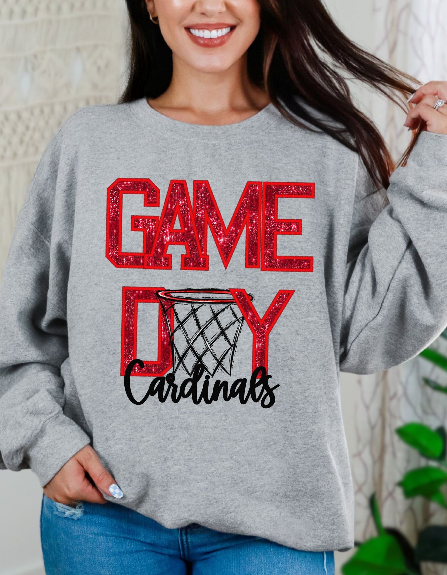 The Red Faux Glitter Gameday Sweatshirt