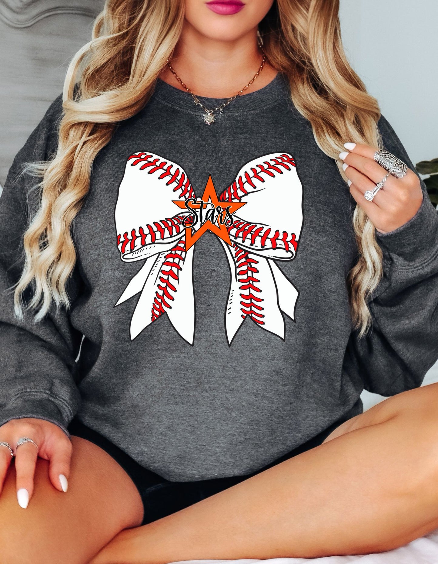 The Stars Baseball Bow Sweatshirt