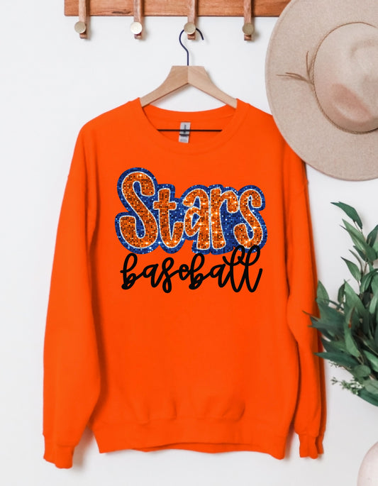 The Faux Glitter Stars Baseball Sweatshirt