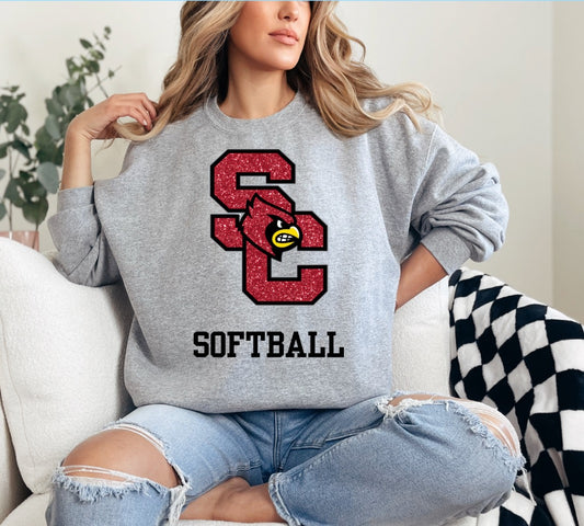 The Faux Glitter SC softball Sweatshirt