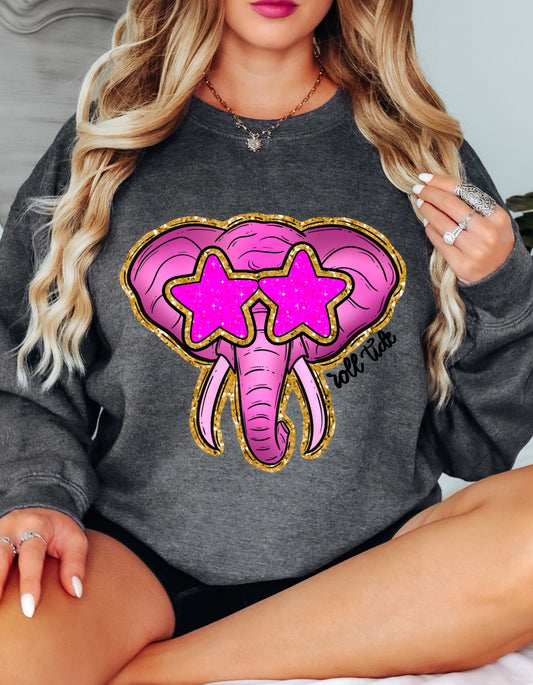 The Faux Glitter Pink Elephant Sweatshirt