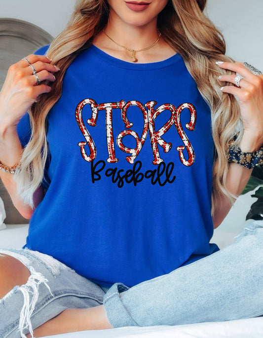 The Stars Baseball Font Tshirt