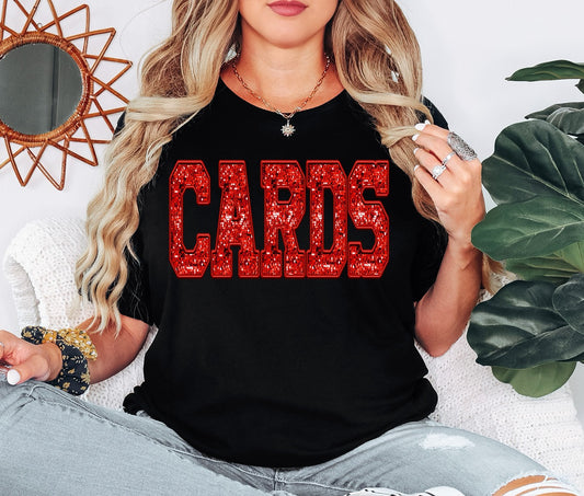 The Red Faux Glitter Cards Tee