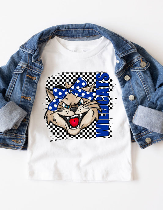 The Checkered Wildcats Bow Toddler Tee