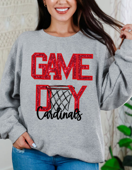 The Red Faux Glitter Gameday Sweatshirt